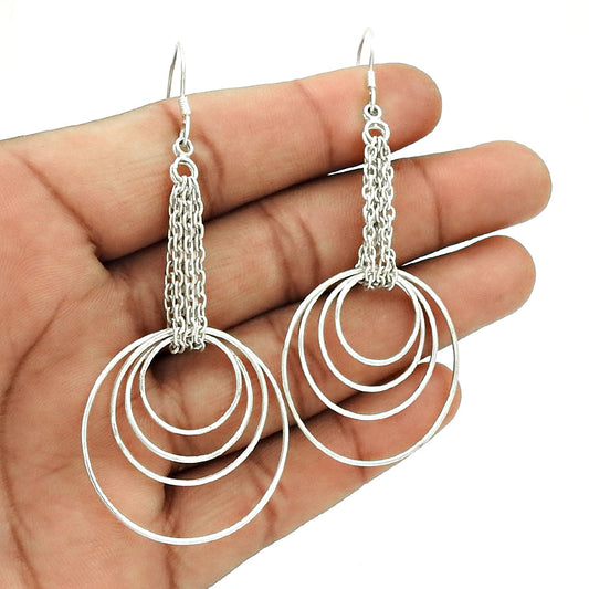 925 Sterling Silver Hanging Chain Dangle Earrings