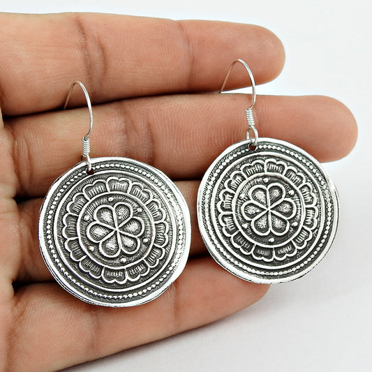 Oxidized Sterling Silver Ethnic Dangle Earrings