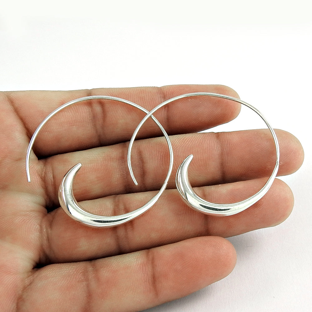 Solid 925 Sterling Silver Wire Dangle Earrings