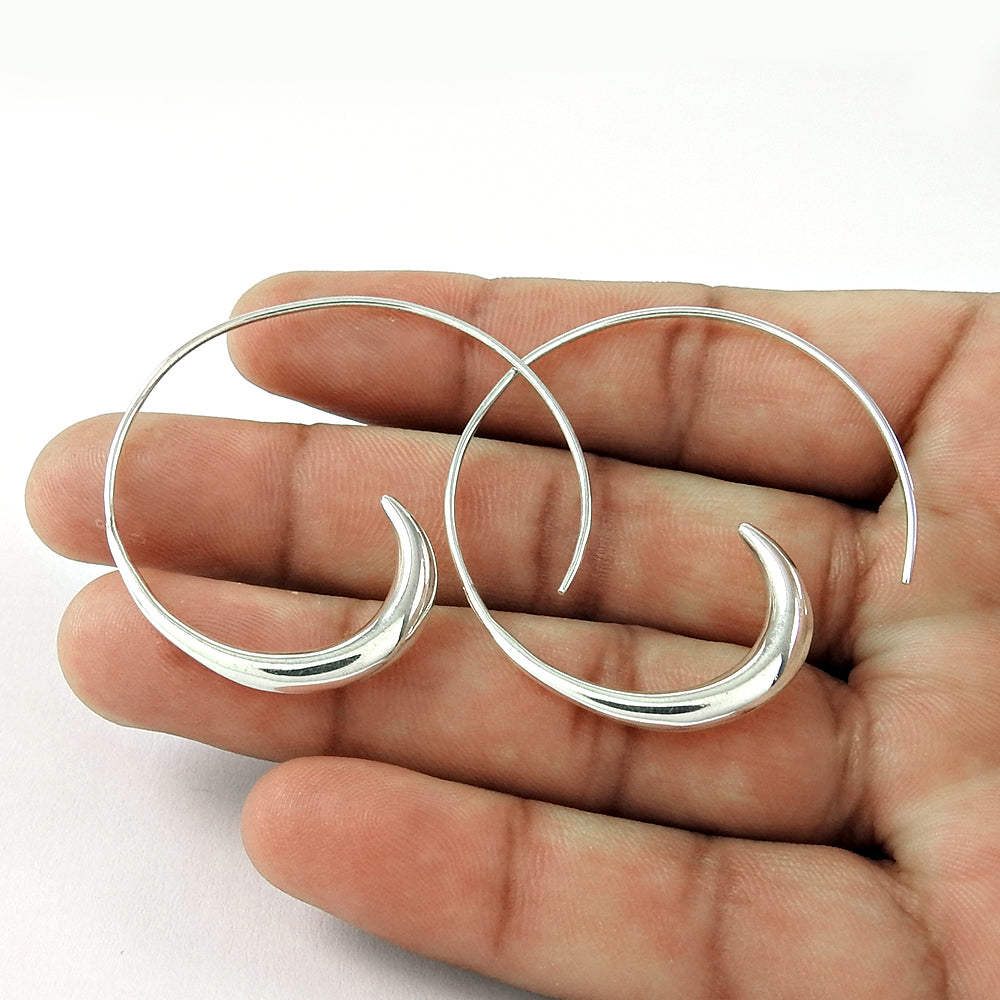 Solid 925 Sterling Silver Wire Dangle Earrings
