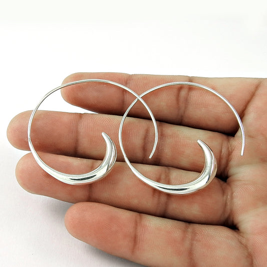 Solid 925 Sterling Silver Wire Dangle Earrings