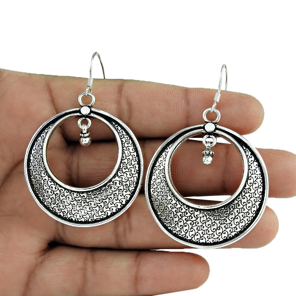 Oxidized Sterling Silver Ethnic Handmade Earrings