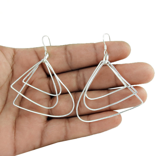 Vintage Sterling Silver Handmade Dangle Earrings