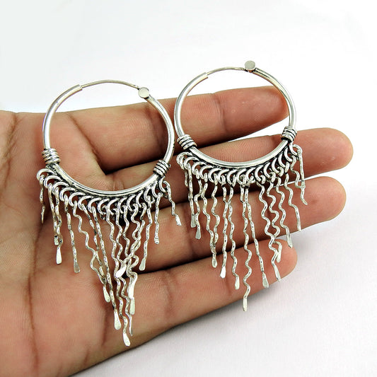 Sterling Silver Huge Hanging Party Wear Earrings for Girls