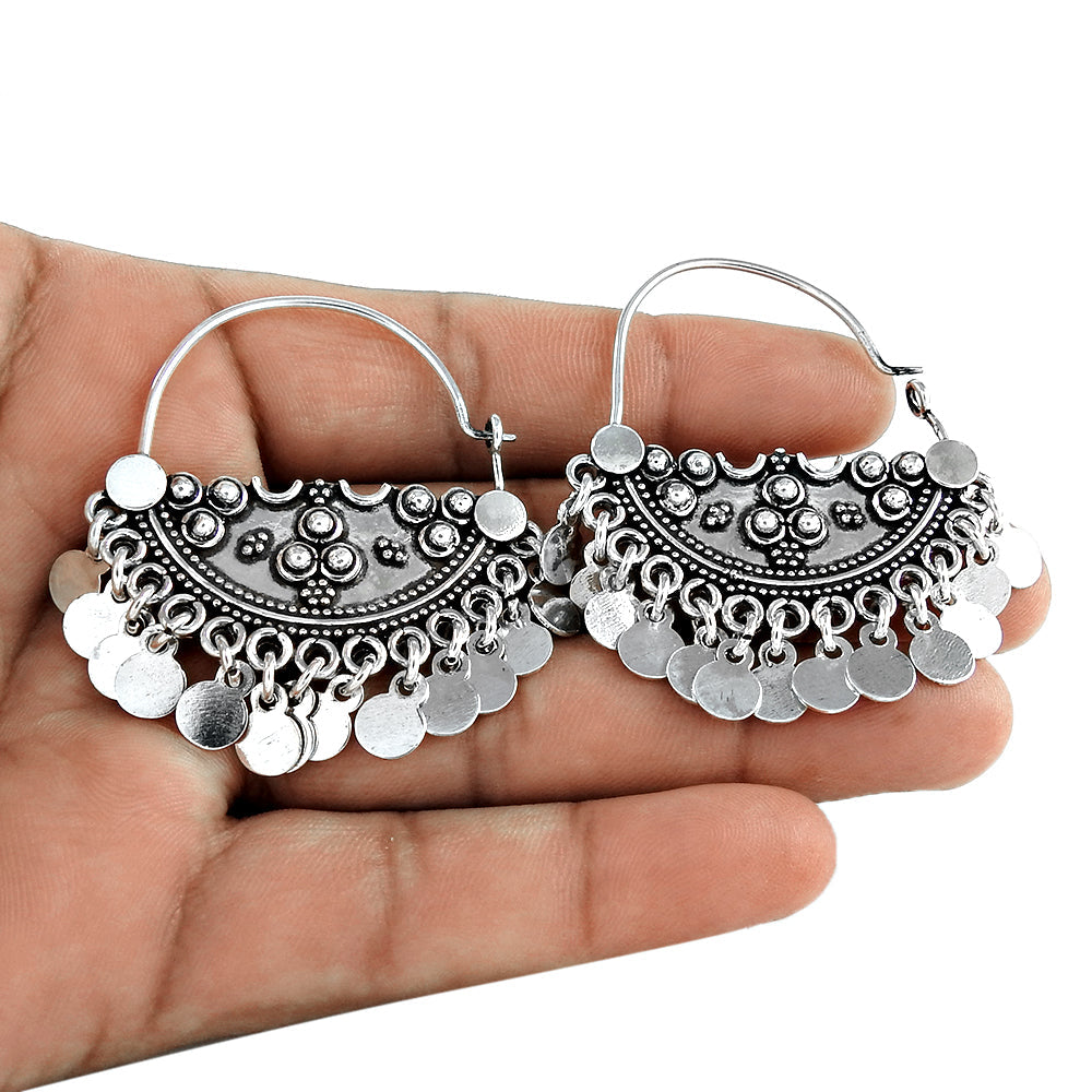 Trendy Unisex Collection 925 Silver Floral Earrings