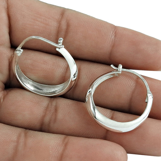 Vintage Sterling Silver Hoop Earrings Gift Jewelry