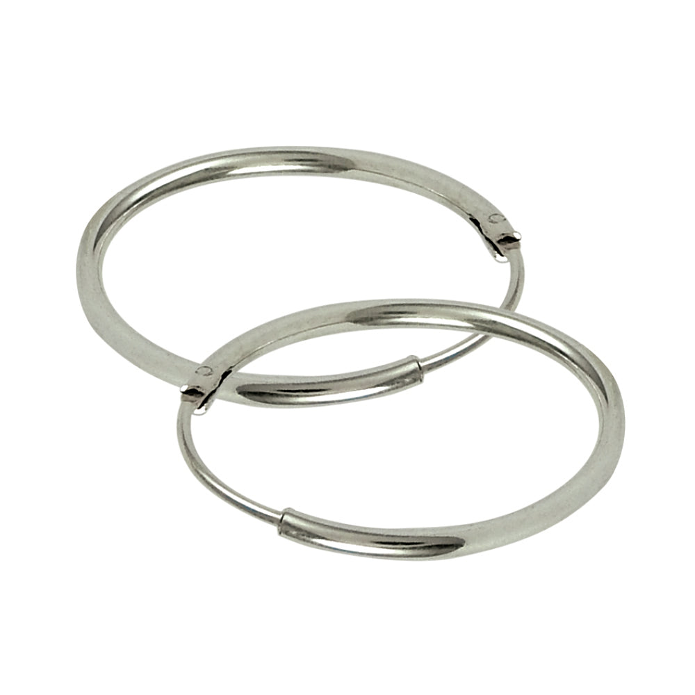 925 Silver Plain Round Thick Hoop Earrings