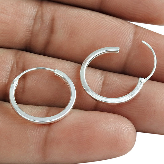 925 Sterling Silver Indian Style Hoop Earrings