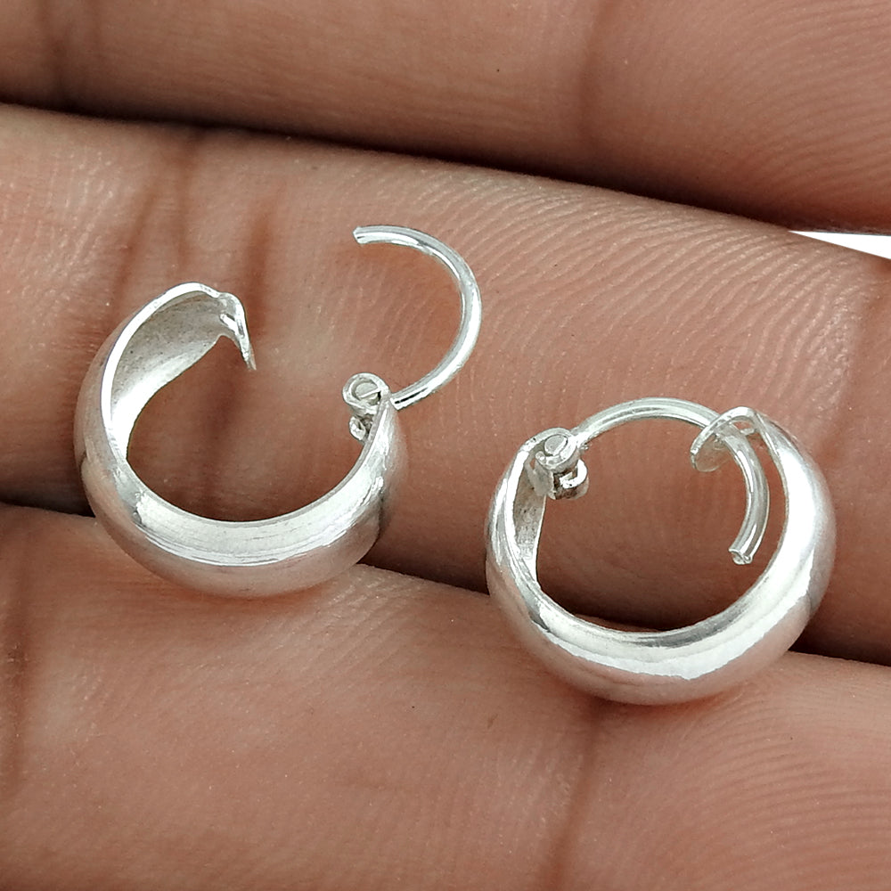 Solid 925 Sterling Silver Hoop Earrings For Her