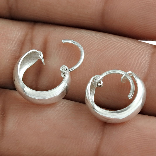 Solid 925 Sterling Silver Hoop Earrings For Her