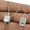 Solid Sterling Silver Artisan Moodernist Geometric Vintage Dangle Earrings