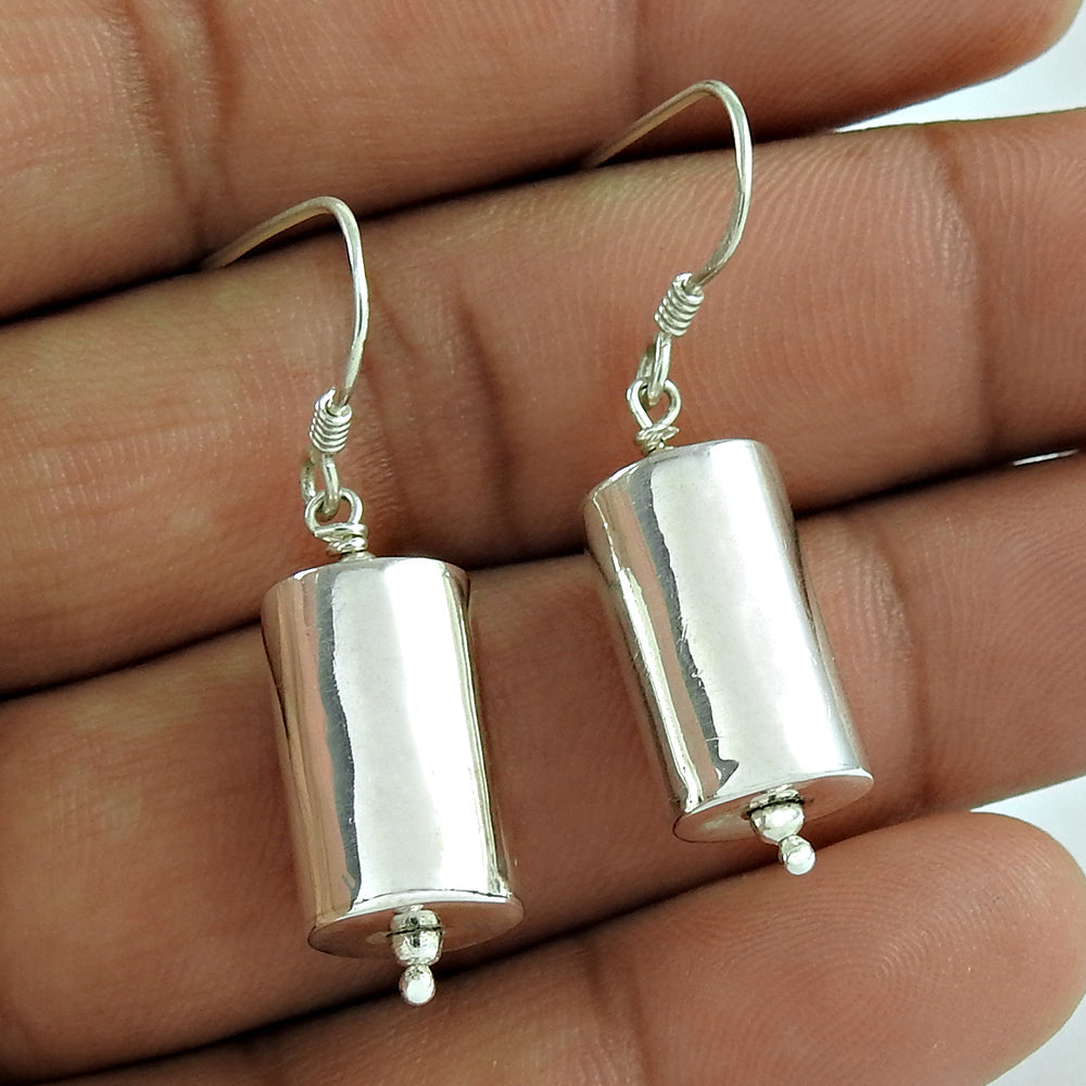 Vintage 925 Sterling Silver Cylinder Earrings