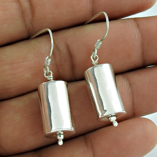 Vintage 925 Sterling Silver Cylinder Earrings