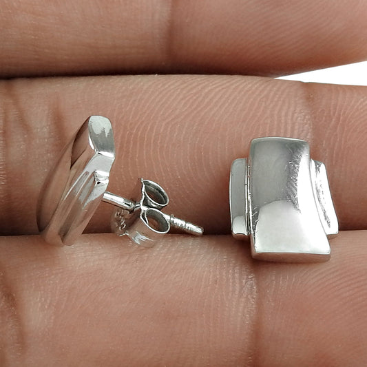 Rectangle Statement Sterling Silver Stud Earrings