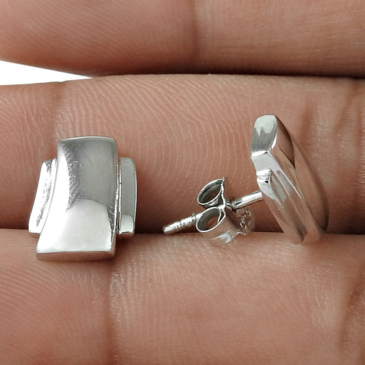 Rectangle Statement Sterling Silver Stud Earrings