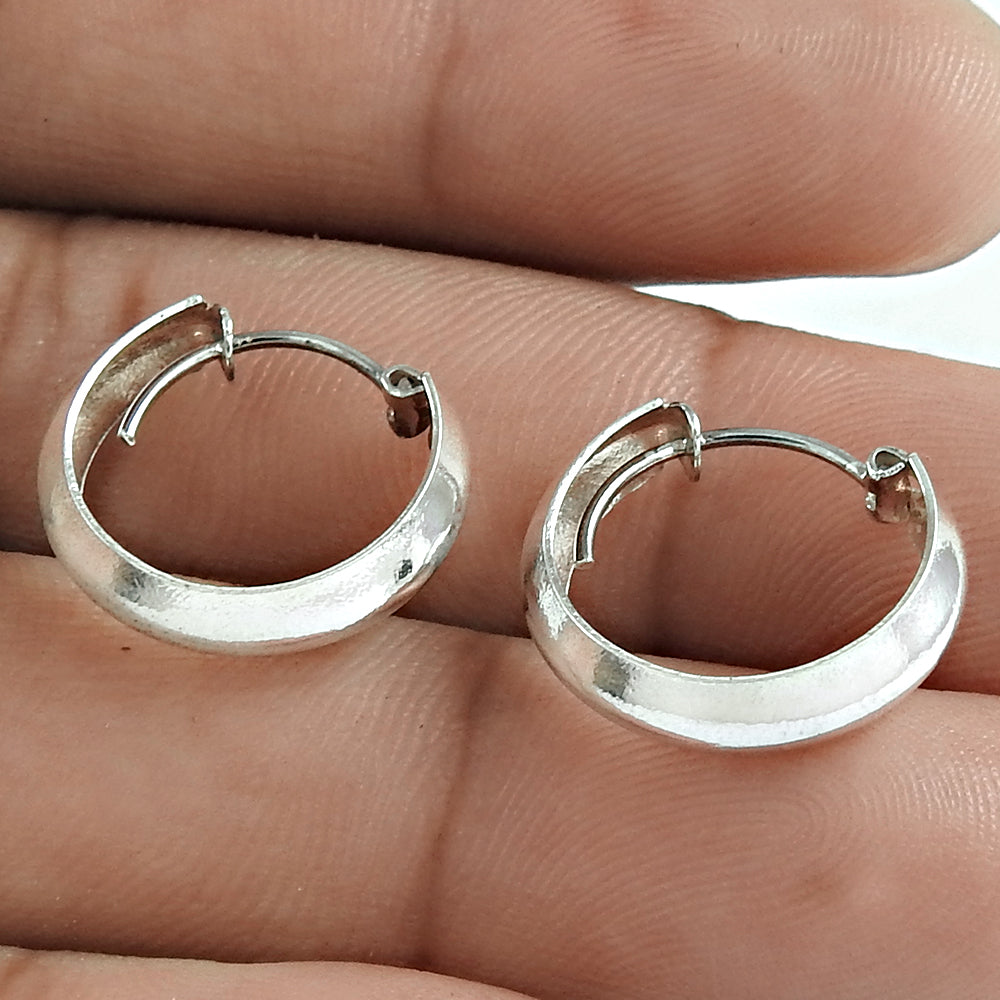 Solid Sterling Silver Plain Hoop Earrings