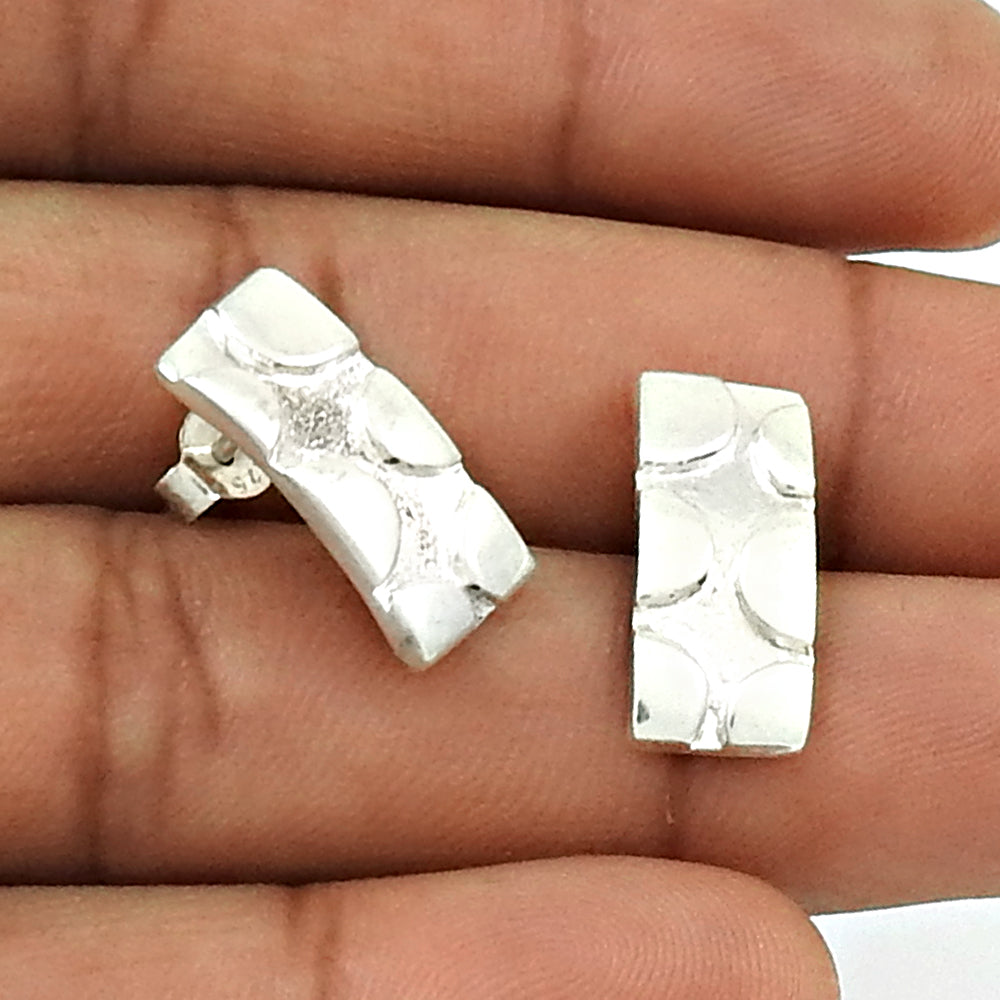 Sterling Silver Rectangular Stud Earrings