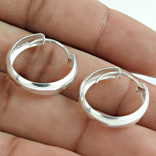 925 Sterling Silver Handmade Indian Hoop Earrings