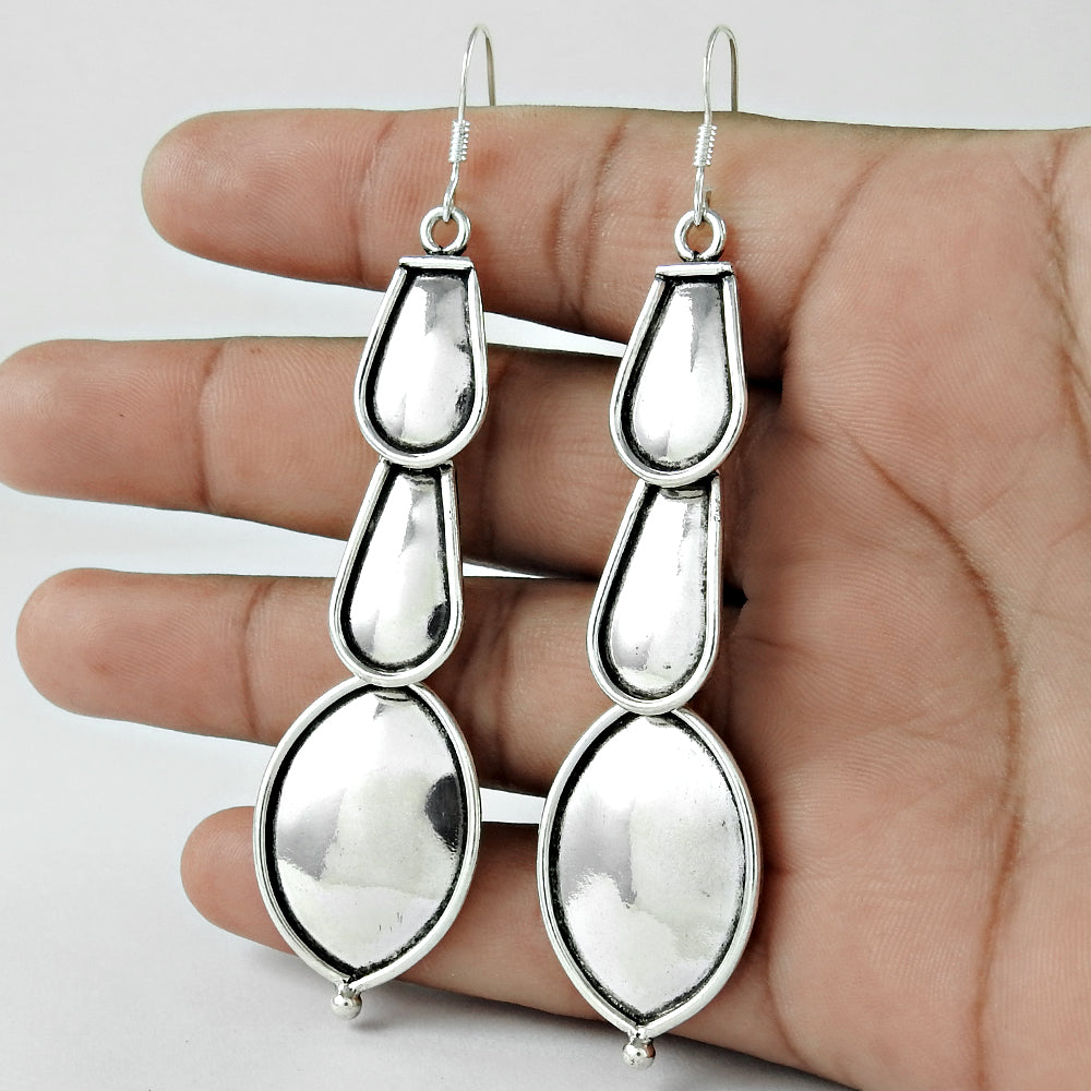 925 Sterling Silver Indian Dangle Earrings