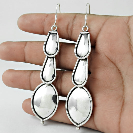 925 Sterling Silver Indian Dangle Earrings