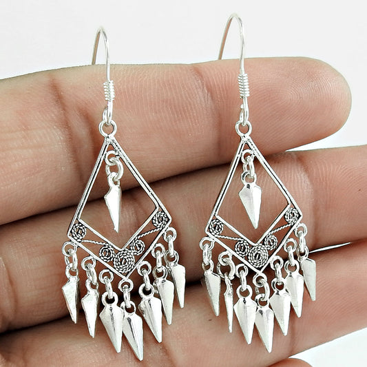 Silvermantra Vintage 925 Sterling Silver Gypsy Bohemian Style Dangle Earrings