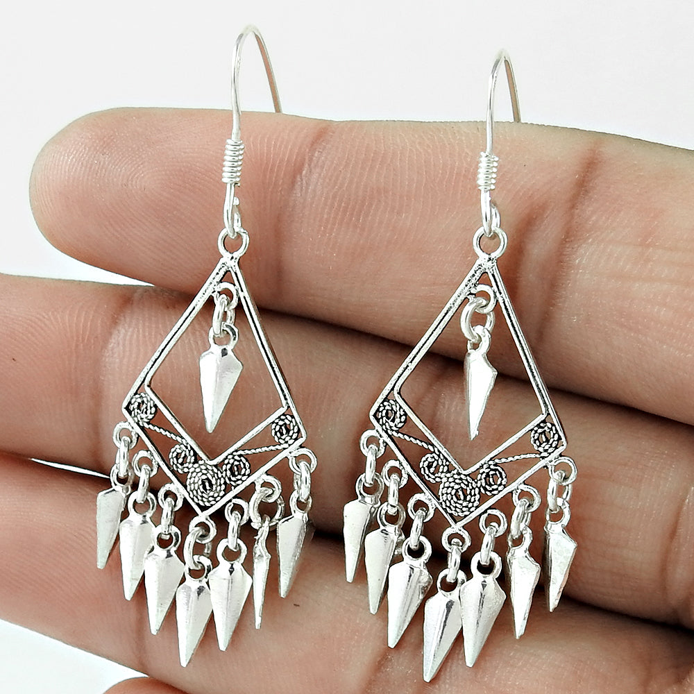 Silvermantra Vintage 925 Sterling Silver Gypsy Bohemian Style Dangle Earrings