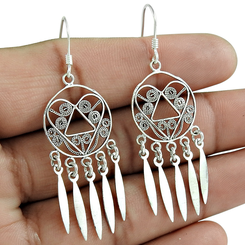 Solid 925 Silver Stunning Dangle Earrings
