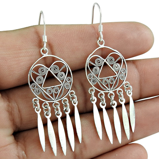 Solid 925 Silver Stunning Dangle Earrings