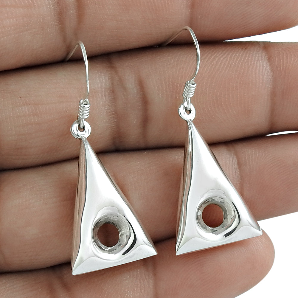 925 Sterling Silver Triangle Dangle Earrings