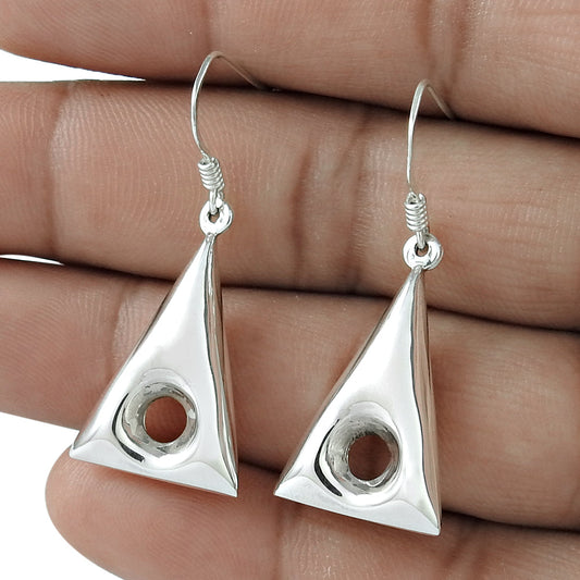 925 Sterling Silver Triangle Dangle Earrings