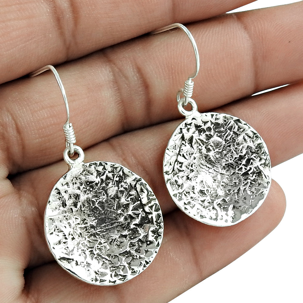 Oxidized 925 Sterling Silver Hammered Earrings