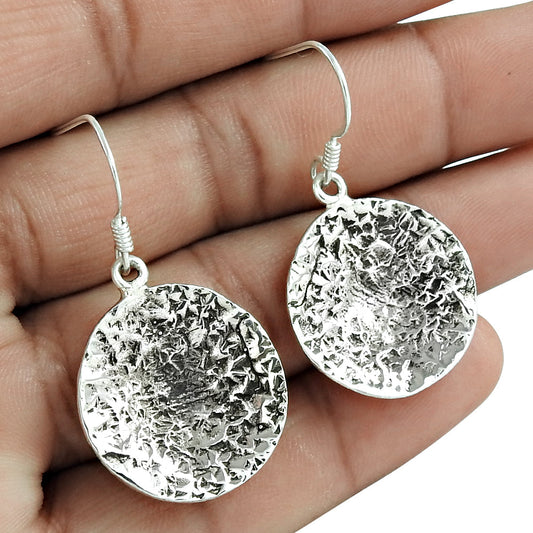 Oxidized 925 Sterling Silver Hammered Earrings