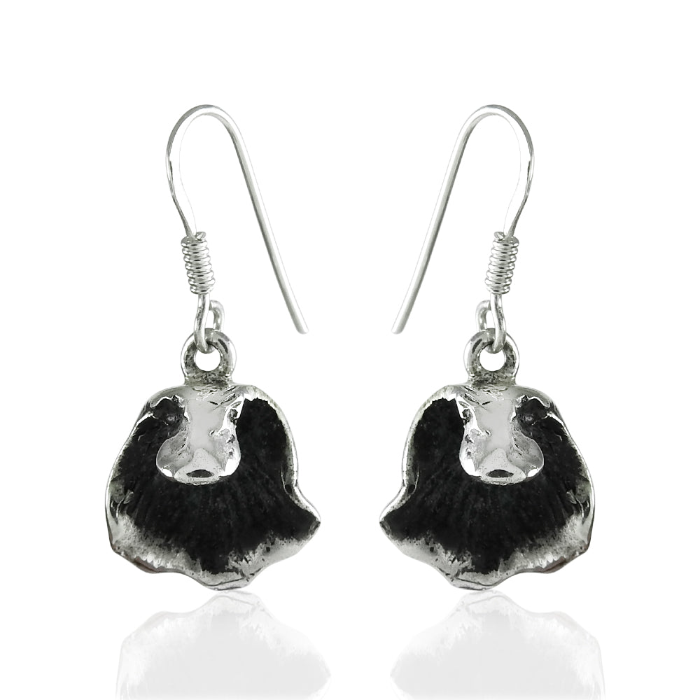 Solid 925 Sterling Oxidized Silver Dangle Earrings