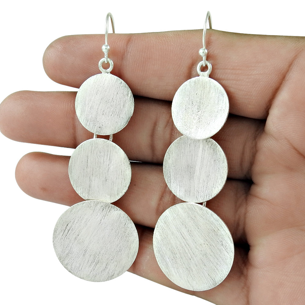 Solid 925 Silver Hanging Dangle Earrings
