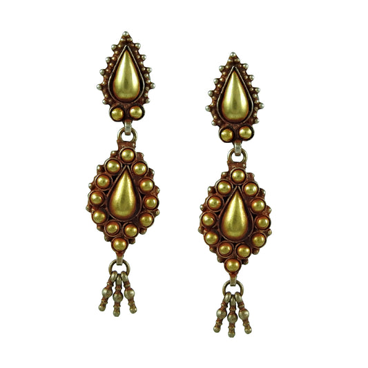 925 Solid Sterling Silver Gold Plated Handmade Dangle Earrings