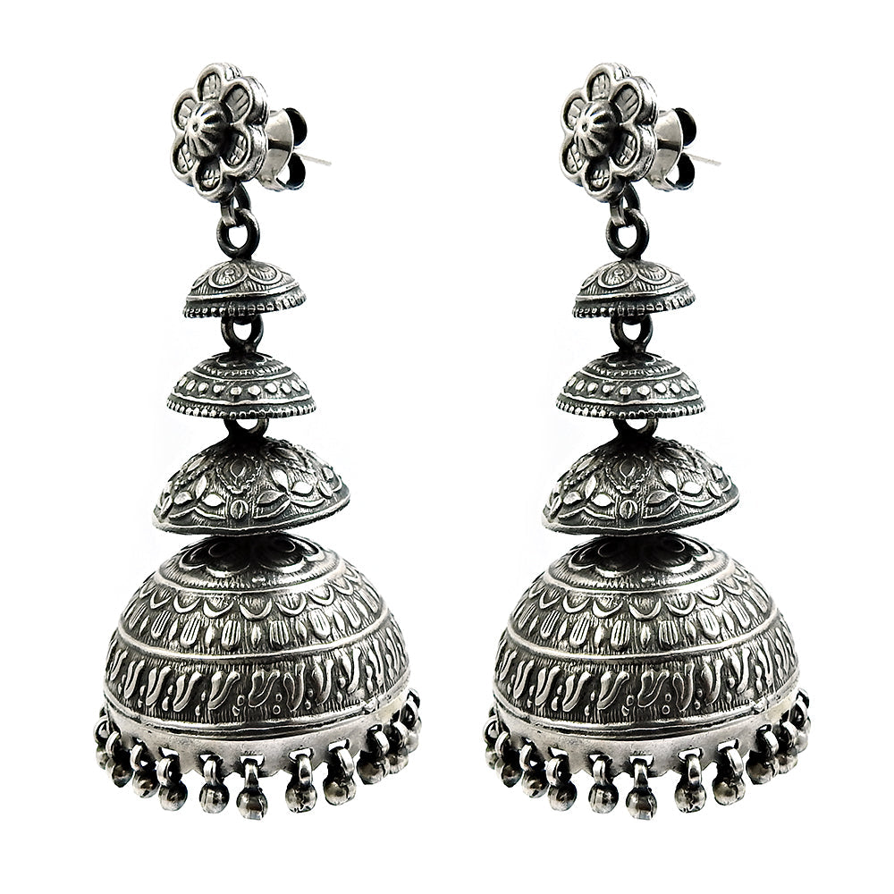 Dangle Jhumki Earrings 925 Solid Sterling Silver Handmade Jewelry