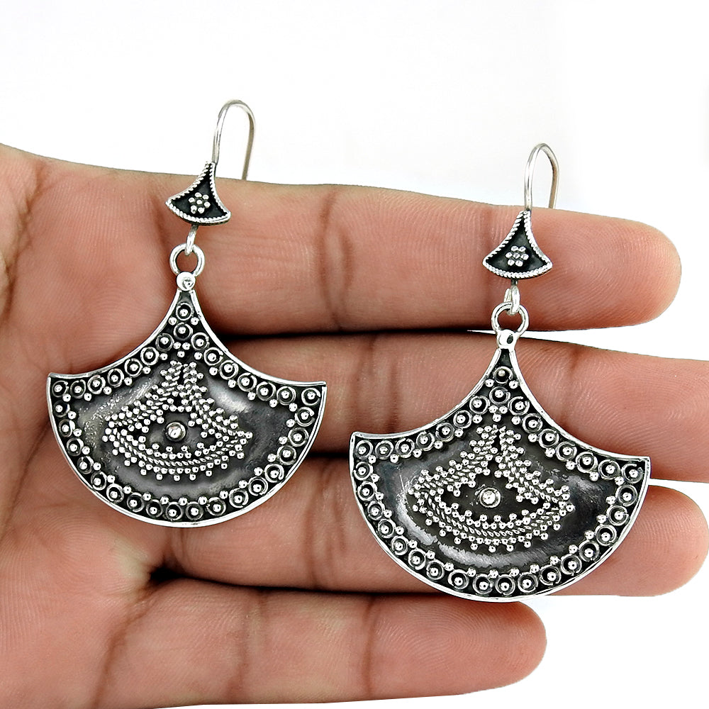 Oxidized Sterling Silver Statement Dangle Earrings