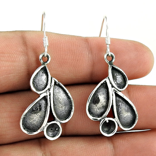 Oxidized 925 Silver Dangle Earrings Handmade Jewelry