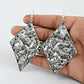 Oxidized 925 Silver Hammered Dangle Earrings For Her