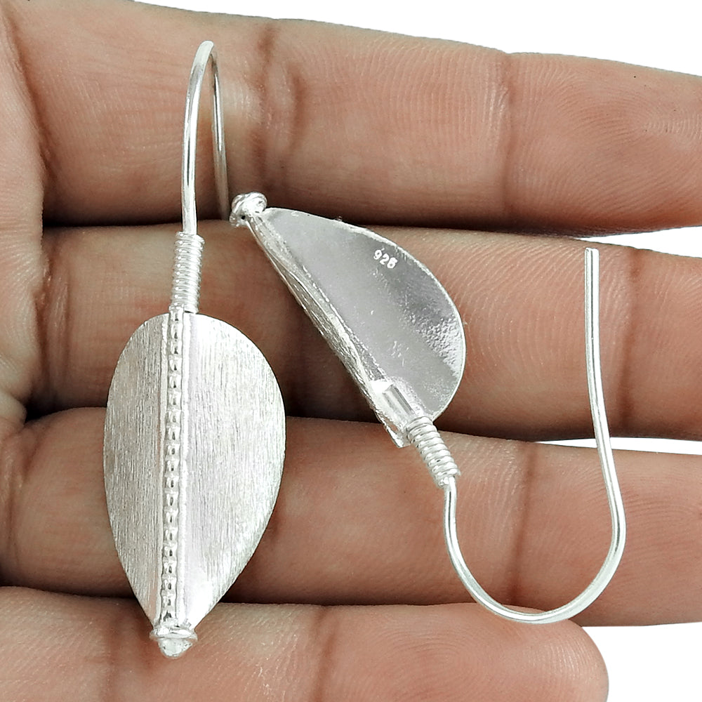 925 Sterling Silver Leaf Dangle Earrings
