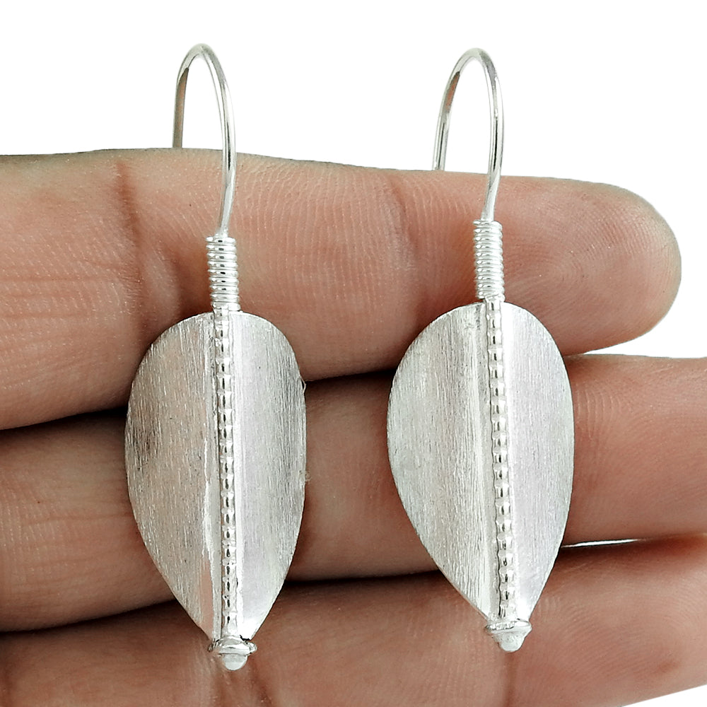 925 Sterling Silver Leaf Dangle Earrings