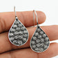 Vintage 925 Oxidized Silver Drop Shape Dangle Earrings