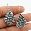 Vintage 925 Oxidized Silver Drop Shape Dangle Earrings