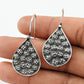 Vintage 925 Oxidized Silver Drop Shape Dangle Earrings