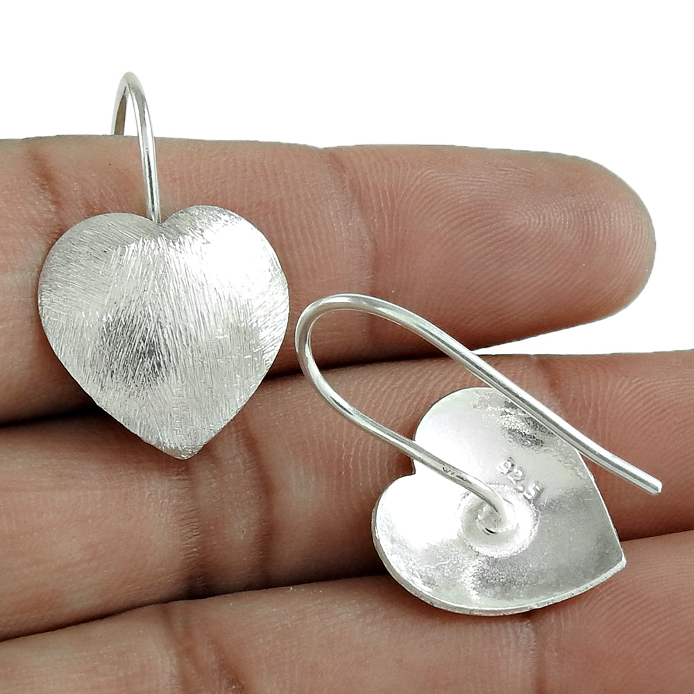 Solid 925 Sterling Silver Heart Earrings Gift For Her