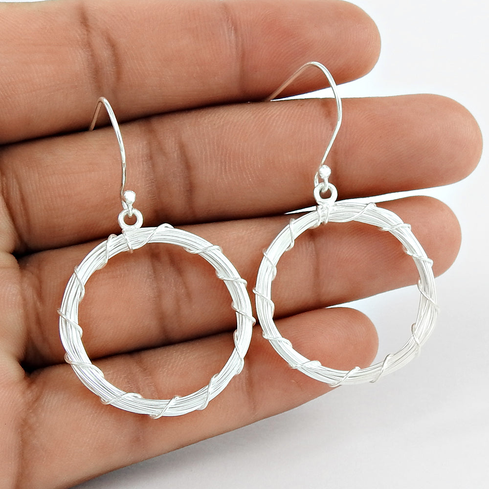 925 Sterling Silver Wire Wraped Dangle Earrings