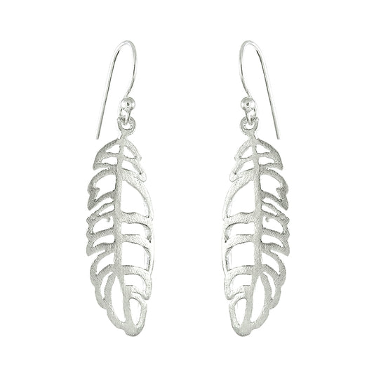 925 Sterling Silver Feather Dangle Earrings