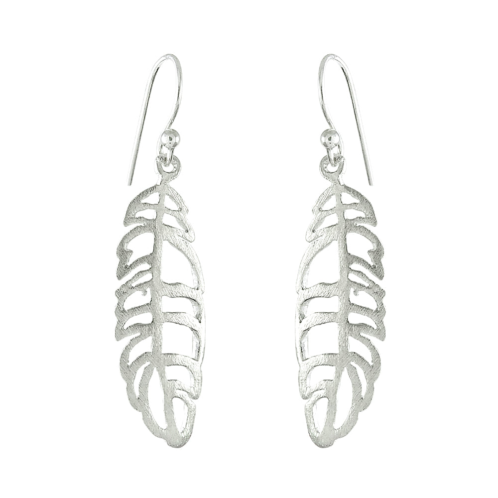 925 Sterling Silver Feather Dangle Earrings