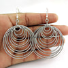 Solid 925 Sterling Silver Round Dangle Earrings