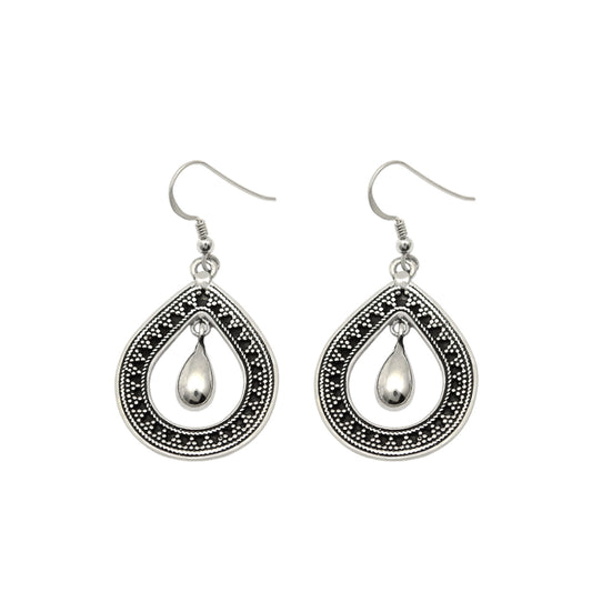 Woman Gift 925 Solid Sterling Silver Teardrop Dangle Earrings